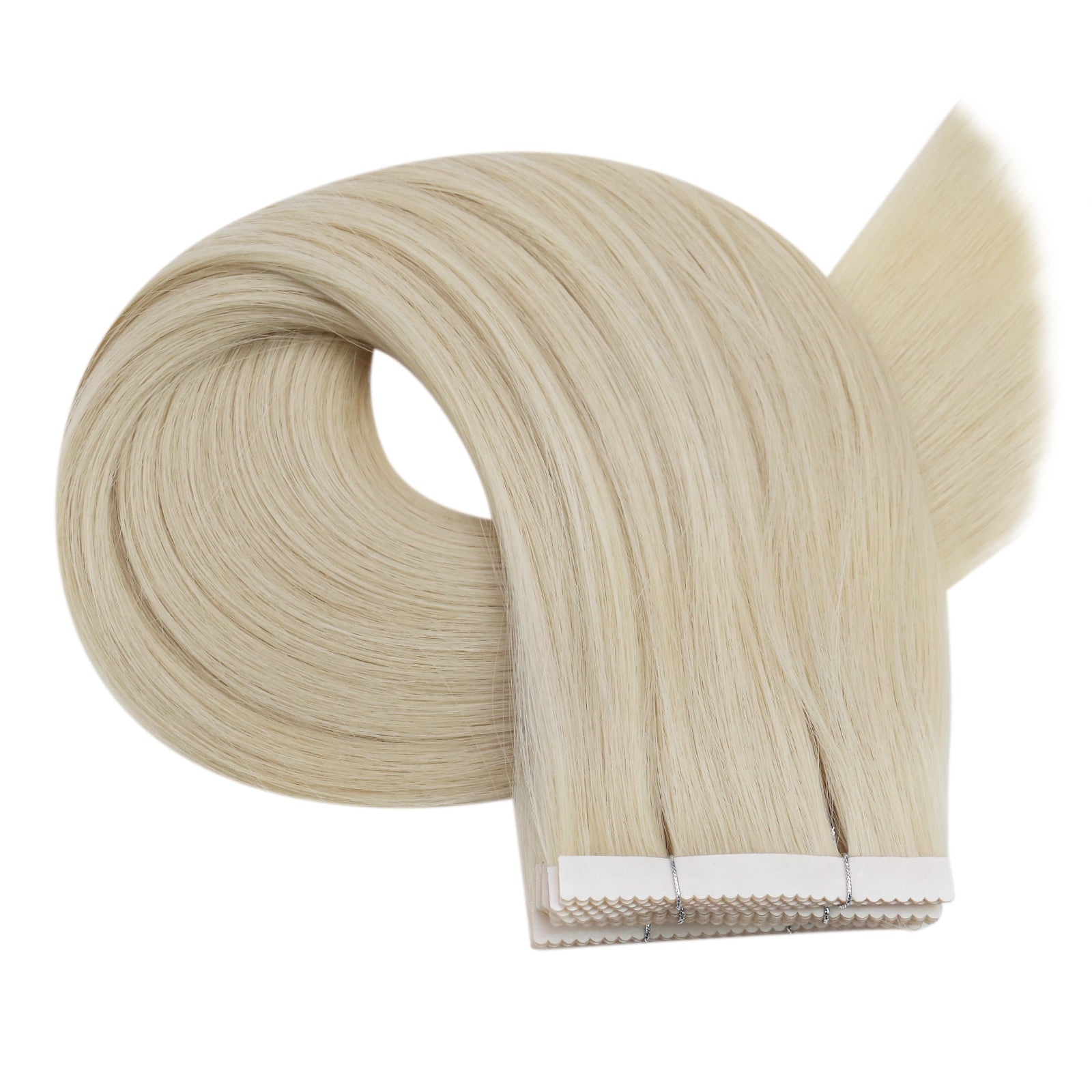 Platinum Blonde Human Hair Tape-In Extensions - 图片 4
