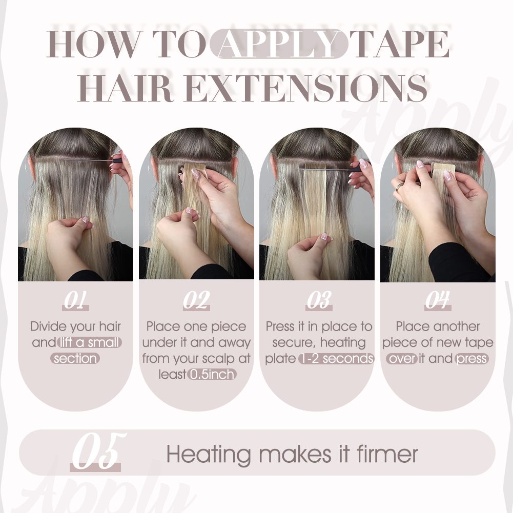 Platinum Blonde Human Hair Tape-In Extensions - 图片 15